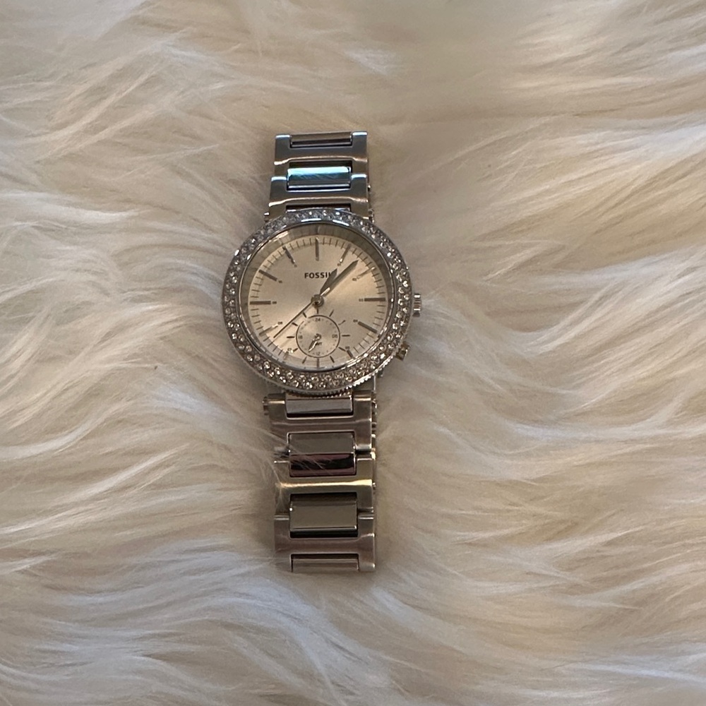 Fossil Women's Silver Watch with Crystal Accents